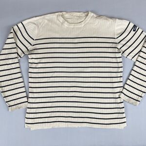 Polo Jeans Ralph Lauren Crewneck Tight Knit Sweater Men's M Beige Black Striped